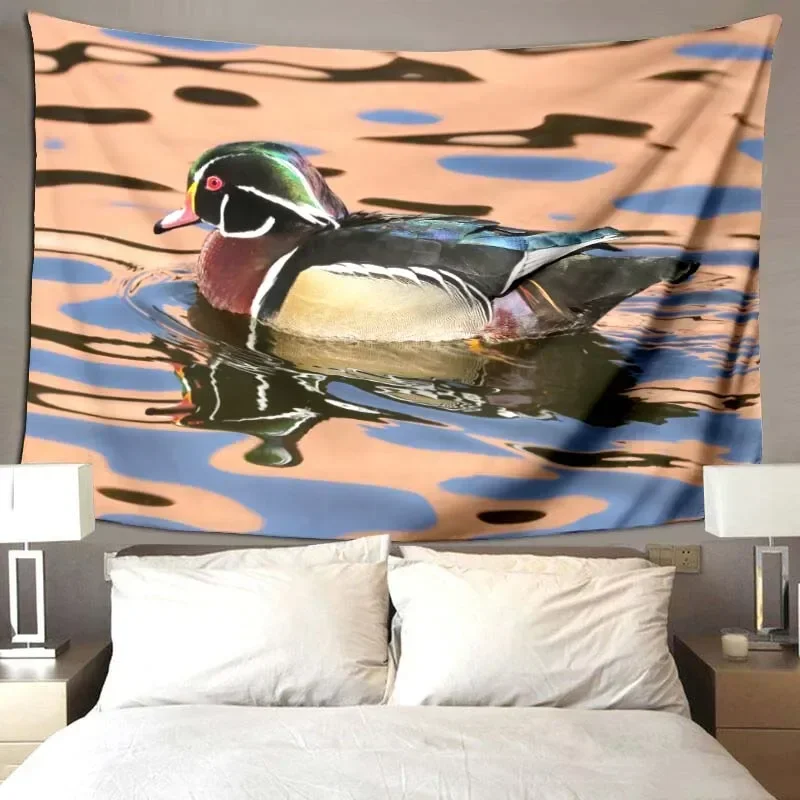 3D printed swan blanket, Mandarin duck pattern living room bedroom housewares, soft and comfortable blanket birthday gift