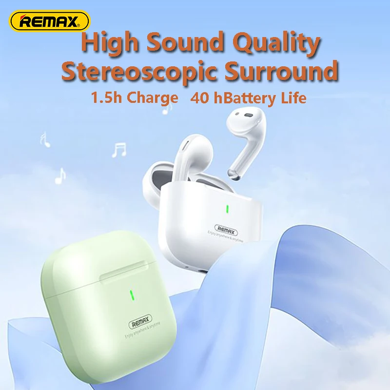 Remax TWS Wireless Earbuds Earphones Hifi MUsic Headset Bluetooth 5.4 Touch Control  HD Call With Built-in Mic for  Call Music