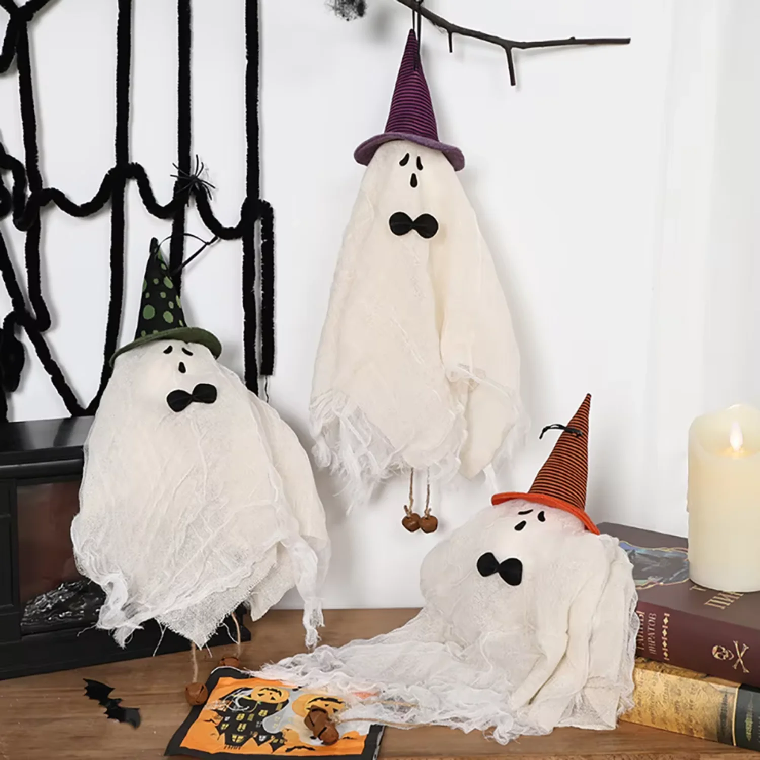 

50*7*5cm Halloween Ghost hanging ornament With Hat Halloween Prop House Decoration Supplier