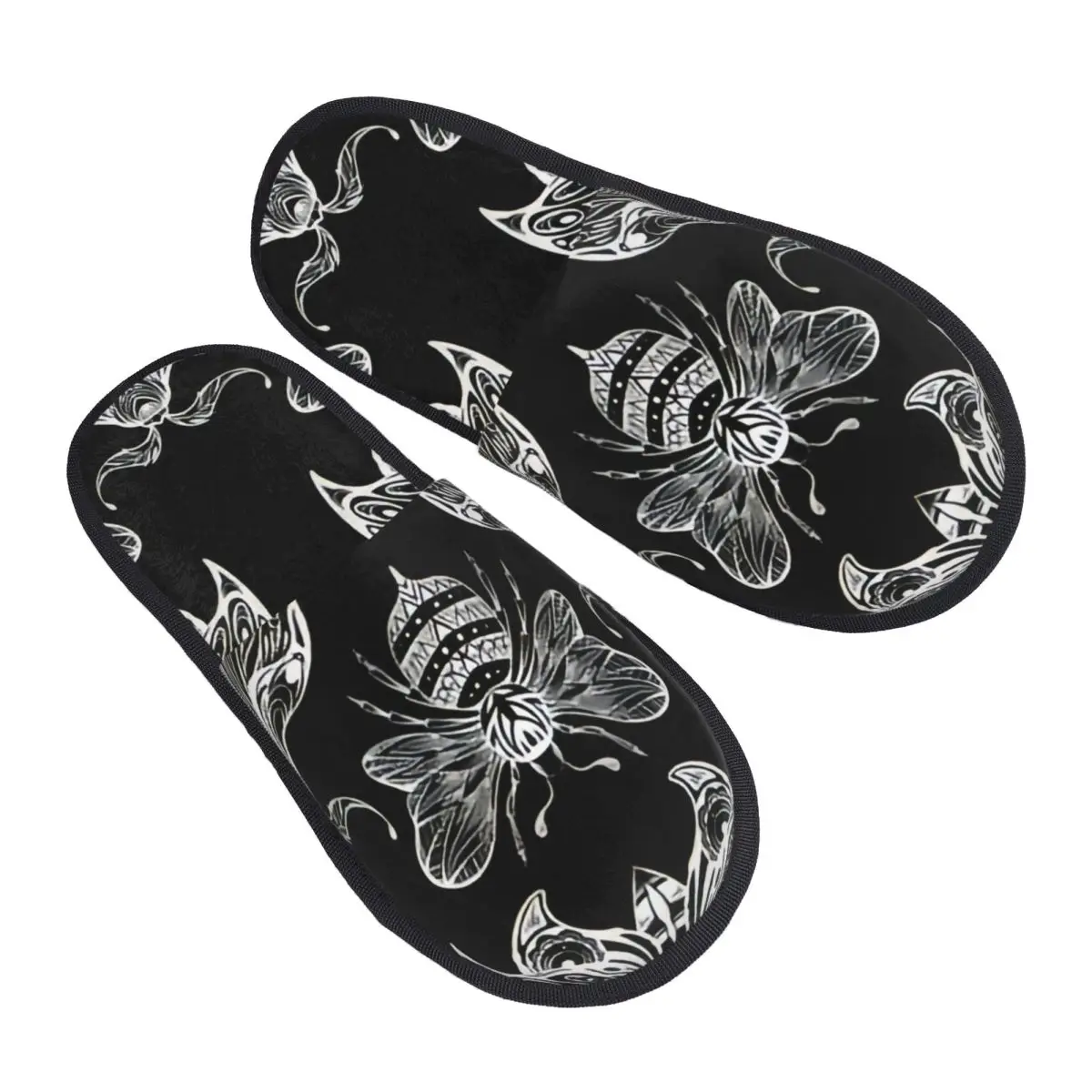 

Boho Bee And Moth Slipper For Women Men Fluffy Winter Warm Slippers Indoor Slippers