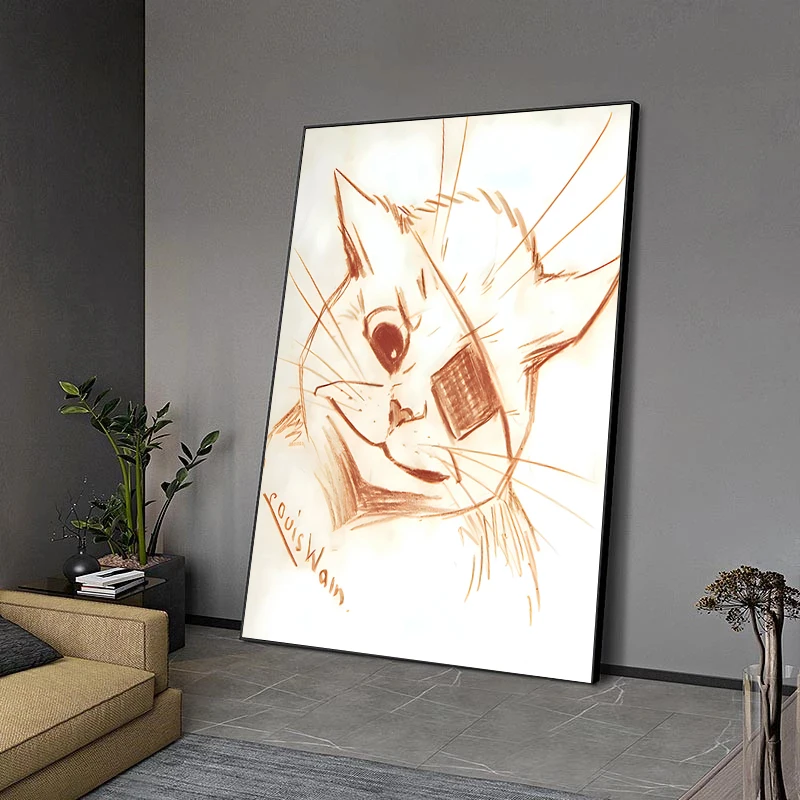 Louis Wain Illustration Exhibition Poster Anthropomorphic Cat Art Prints Canvas Painting Cat Wall Art Pictures Home Room Deco view 2