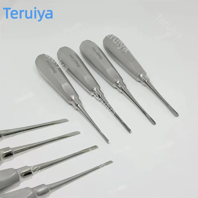 Imported Stainless Steel Dental Elevator, Apical Root Elevator, Straight & Curved Tip, Dentist Oral Tooth Extraction Surgical In