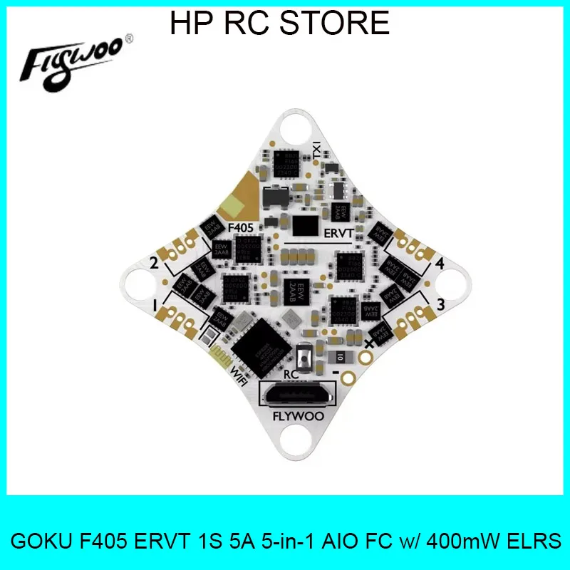 

Flywoo GOKU F405 ERVT 1S 5-in-1 AIO FC - 5A, 400mW ELRS, Ultra-Low Latency for 1S FPV Racing/Acro