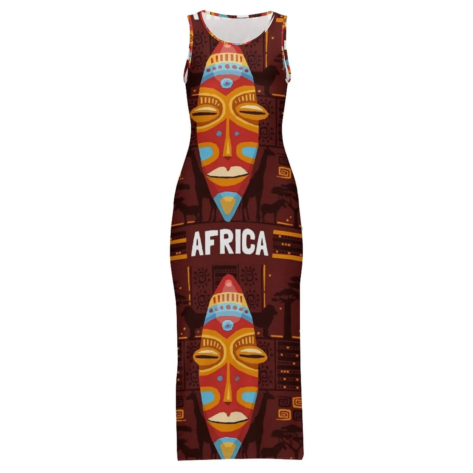 Robe moulante pour femmes, Dashiki, Maxi, vacances, Vintage, imprimé africain, sans manches, motif esthétique, grande taille