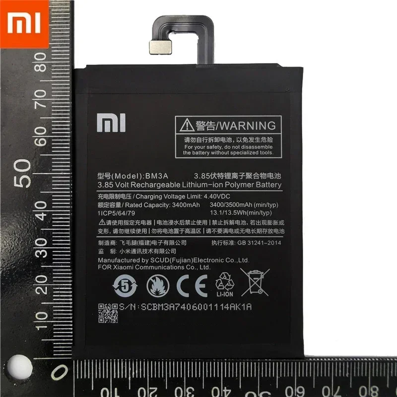 Bateria Original Do Telefone Para Xiaomi Mi Note 3, Bateria De Substituição, Baterias De Alta Capacidade, BM3A, 3500mAh, 2022