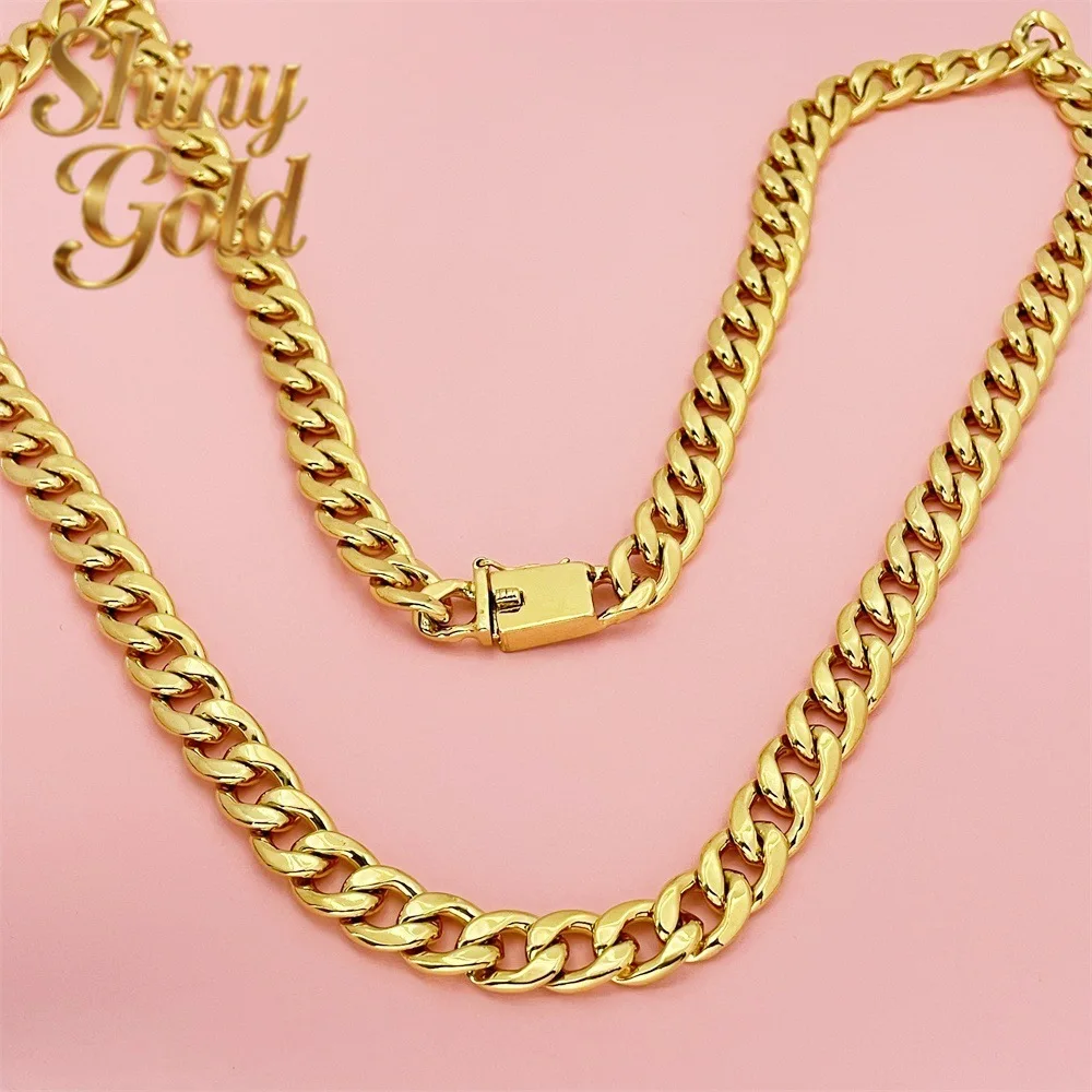 ShinyGold 10MM 75CM Side Cuban Chain Necklace Men 24K Gold AU999 - Simple Grand, Outfit Highlight Aura