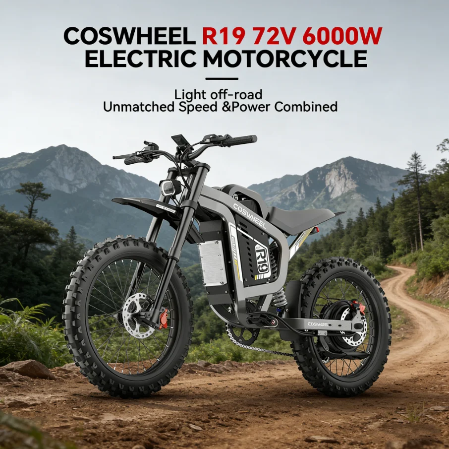 

COSWHEEL R19 High Power 6000W Electric Dirt Bike 72V40Ah 85km/h Adult Mountain Ebike Lithium Battery