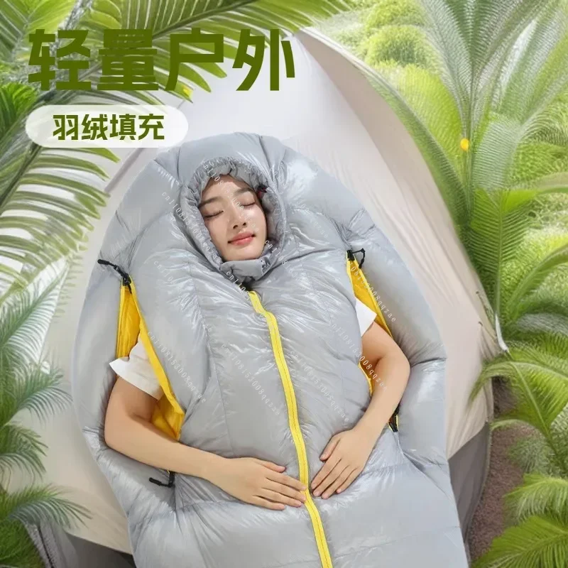 Winter Thickened Warm Down Sleeping Bag for Adults, 90% Duck Down, Cold Proof Outdoor Camping Hiking Backpacking Bag view 4