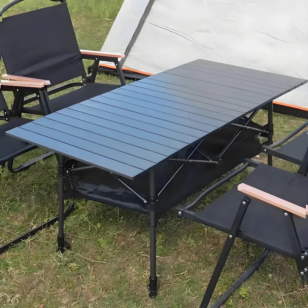 Folding Aluminum Roll Up Camp Table With Storage Bag For Outdoor Camping, Hiking, Picnic, Beach, Fishing, Backpacking, BBQ,RV