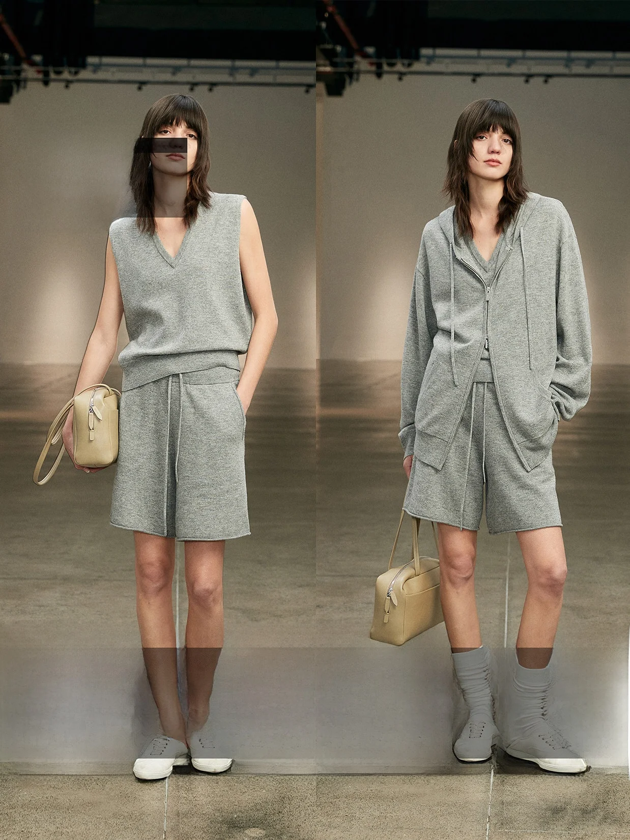 

Fine Merino Wool Zipper Sweater Vest Knitted Set Multi-Piece Women's Commute Sle Pure Color Regular Sve Length