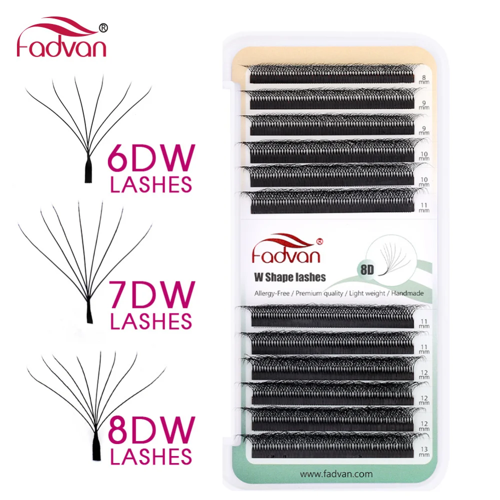 Fadvan Real 6D/7D/8D W lashes 0.07 C/D W Shape Eyelash Extensions C/D/L 8-15mm Natural Soft Professional Lash