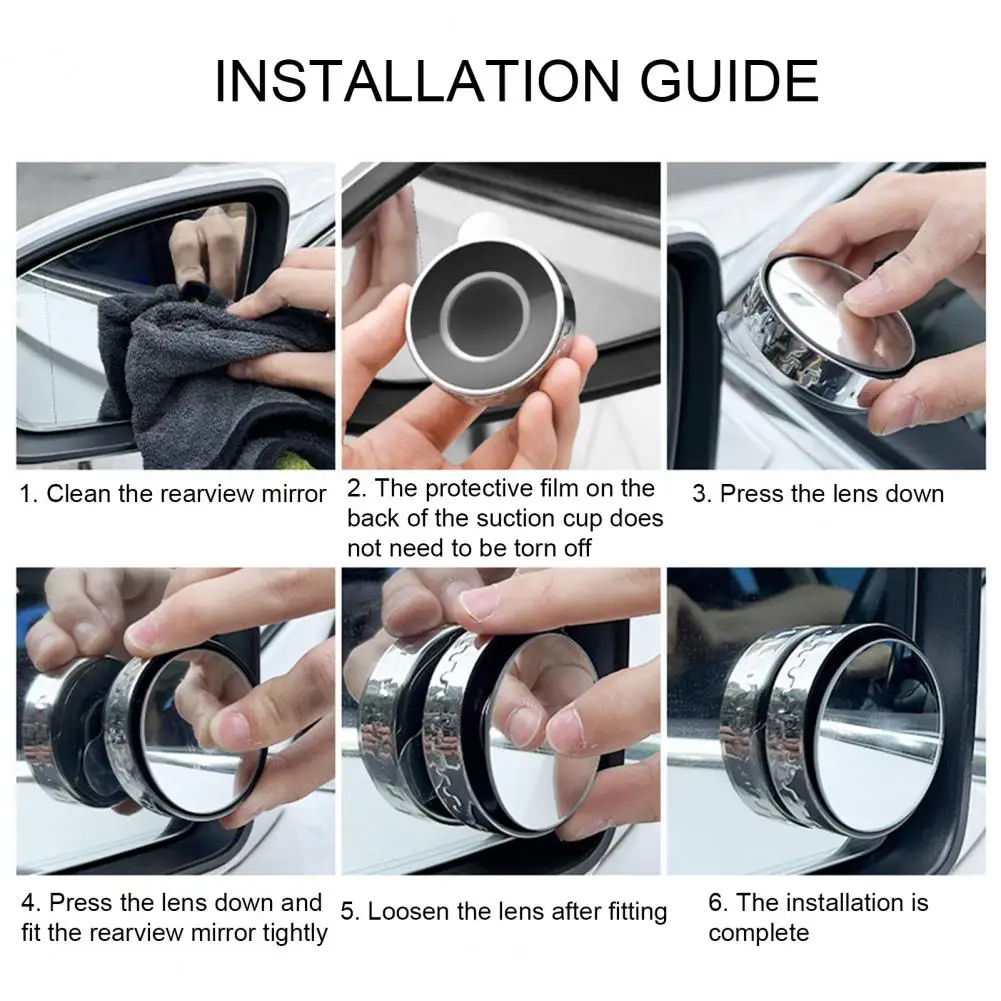 360 Degree Rotation Mirror 2 Pairs of Waterproof Fog-proof Car Blind Spot Mirrors with 360-degree Rotation Suction Cups Enhance