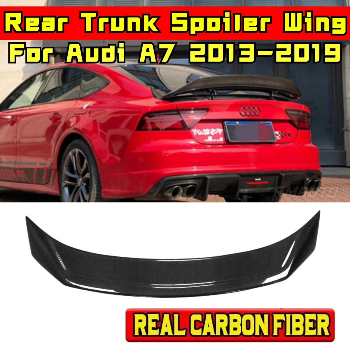 Car Rear Trunk Spoiler Body Kit R style Car Rear Spoiler Wing For Audi A7 S7 RS7 2013 2014 2015 2016 2017 2018 Car Accessories