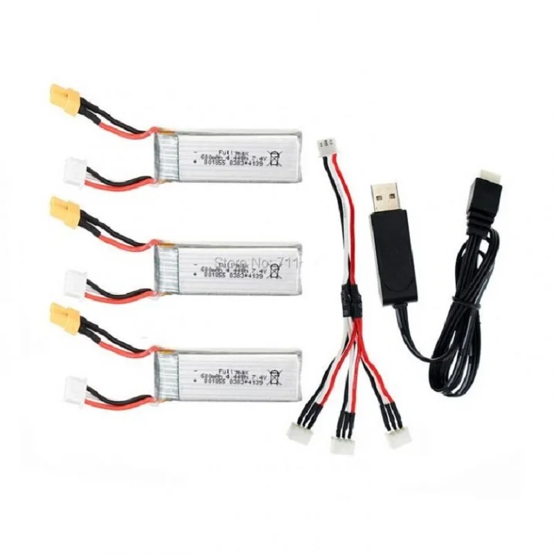 3PCS 7.4V 600mah Lipo Battery & Charger Set For XK K130 RC Helicopter Spare Parts Accessories