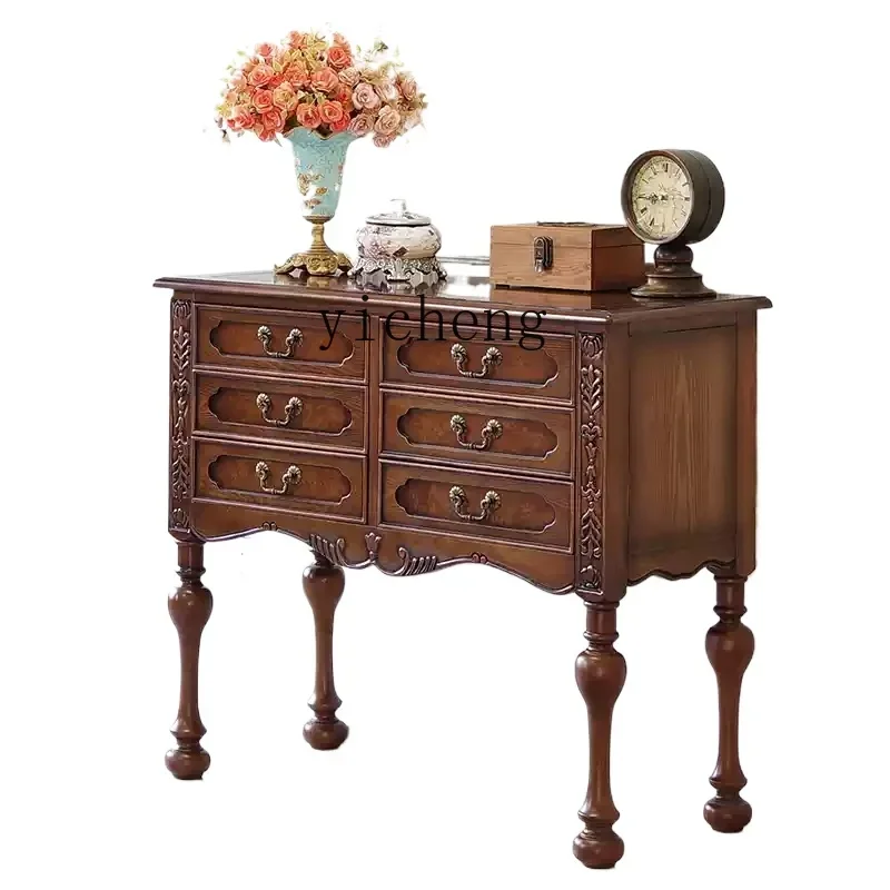 

rural retro classic four-chest cabinet style solid wood small bucket cabinet drawer porch storage old