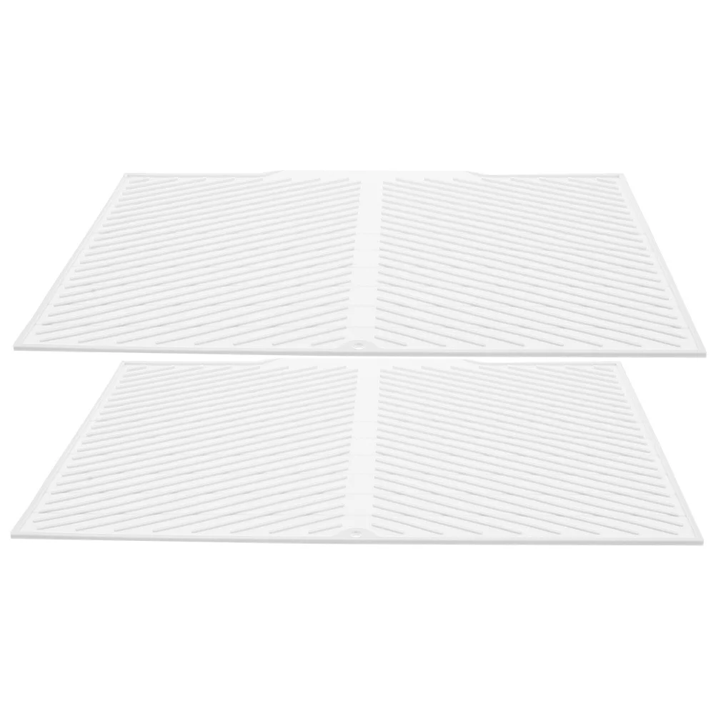

2Pcs Silicone Dish Drainer Mat Non-Slip Heat Resistant Fast Drying Kitchen Drain Pad Countertop Silicone Drying Mat
