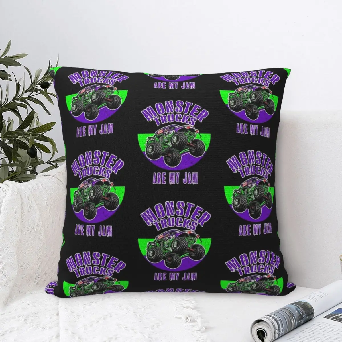 Monster Truck Are My Jam Grave Digger Vintage Art Square Pillowcase Pillow Cover Cushion Comfort Throw Pillow For Home Sofa