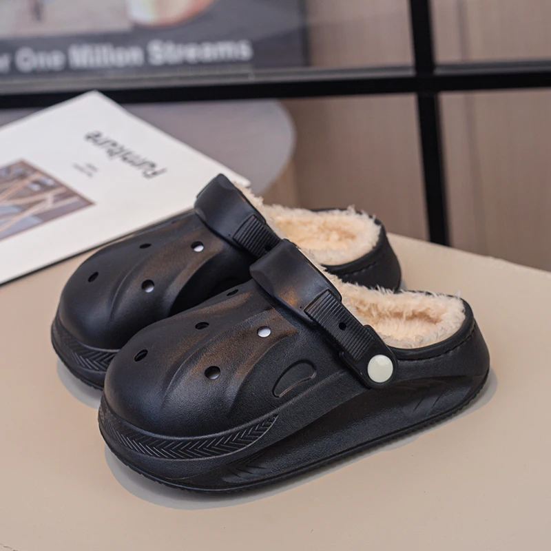 

Детские хлопковые тапочки, зимние теплые плюшевые сабо для детей, нескользящие домашние шлепанцы, повседневные тапочки, хлопковая обувь для мальчиков и девочек, новинка