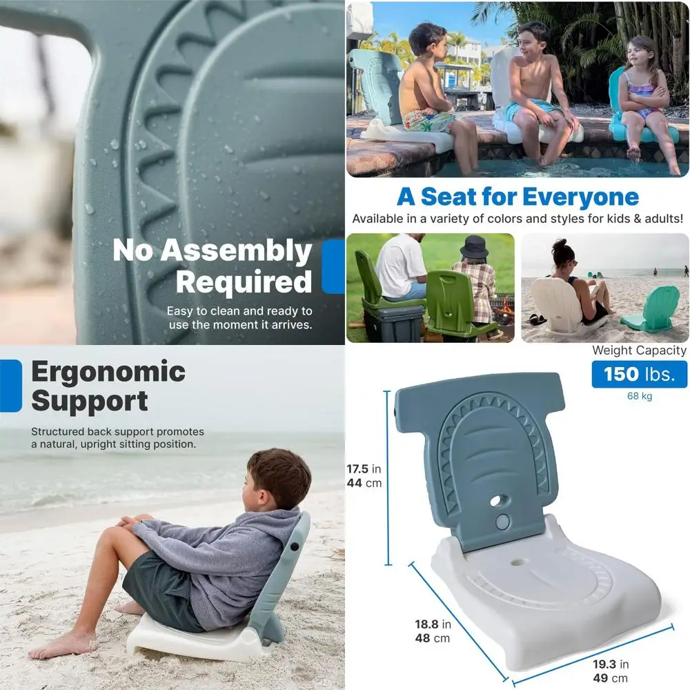 

Portable Outdoor & Poolside Chair Set, Comfortable Back Support, UV-Protected Plastic, Aqua
