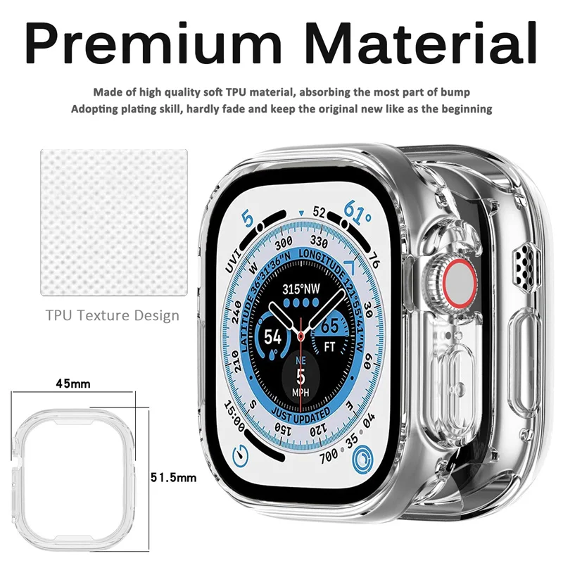 Protector de pantalla de parachoques de TPU para Apple Watch, funda de 45mm, 49mm, 45mm, 41mm, 42mm, 38mm, 44mm, 40mm, iWatch series 8, 7, 6, 5, 4, 3, SE