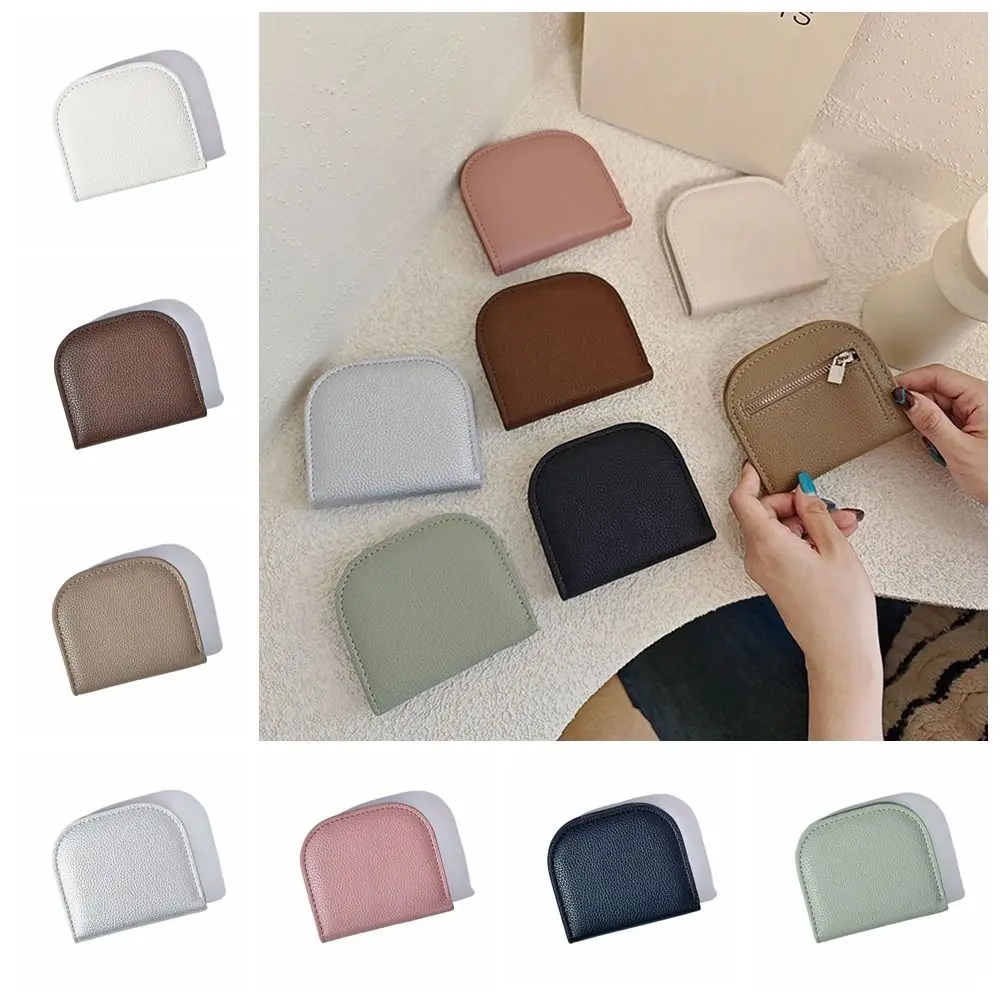 

Simple Zipper Pu Coin Purse Card Pocket Change Bag Card Holders Clutch Solid Color Korean Style Short Wallet Gift
