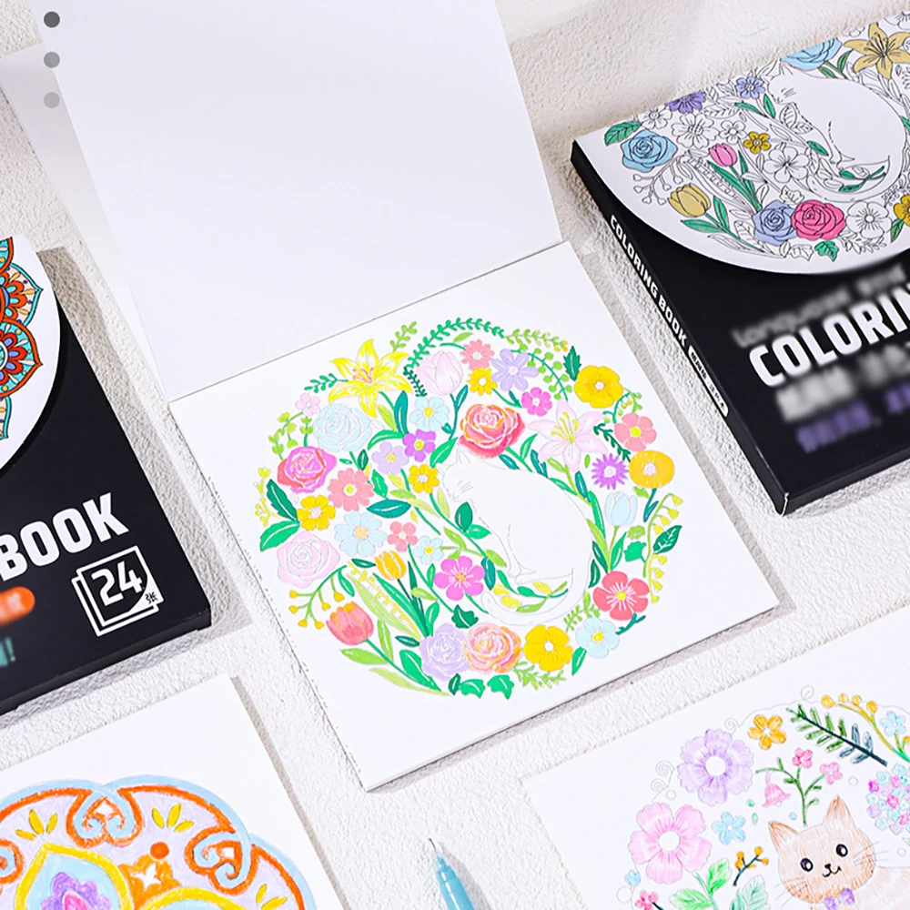 24 sheets graffiti notebook line drawing thick line draft coloring notebook fun graffiti coloring decompression painting