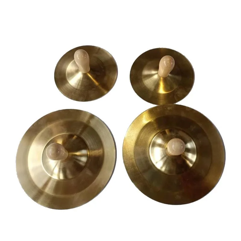 Cymbales à main en cuivre PerSCH pour enfants, jouets éducatifs musicaux, monture en laiton, 1 ensemble