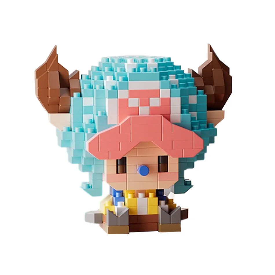 Beliebte ONE PIECE Sonnengott Nika Luffy Micro Action Block Chopper Ace Buggy 3D Anime Modell Bausatz Mini Bausteine Figuren Spielzeug als Geschenk