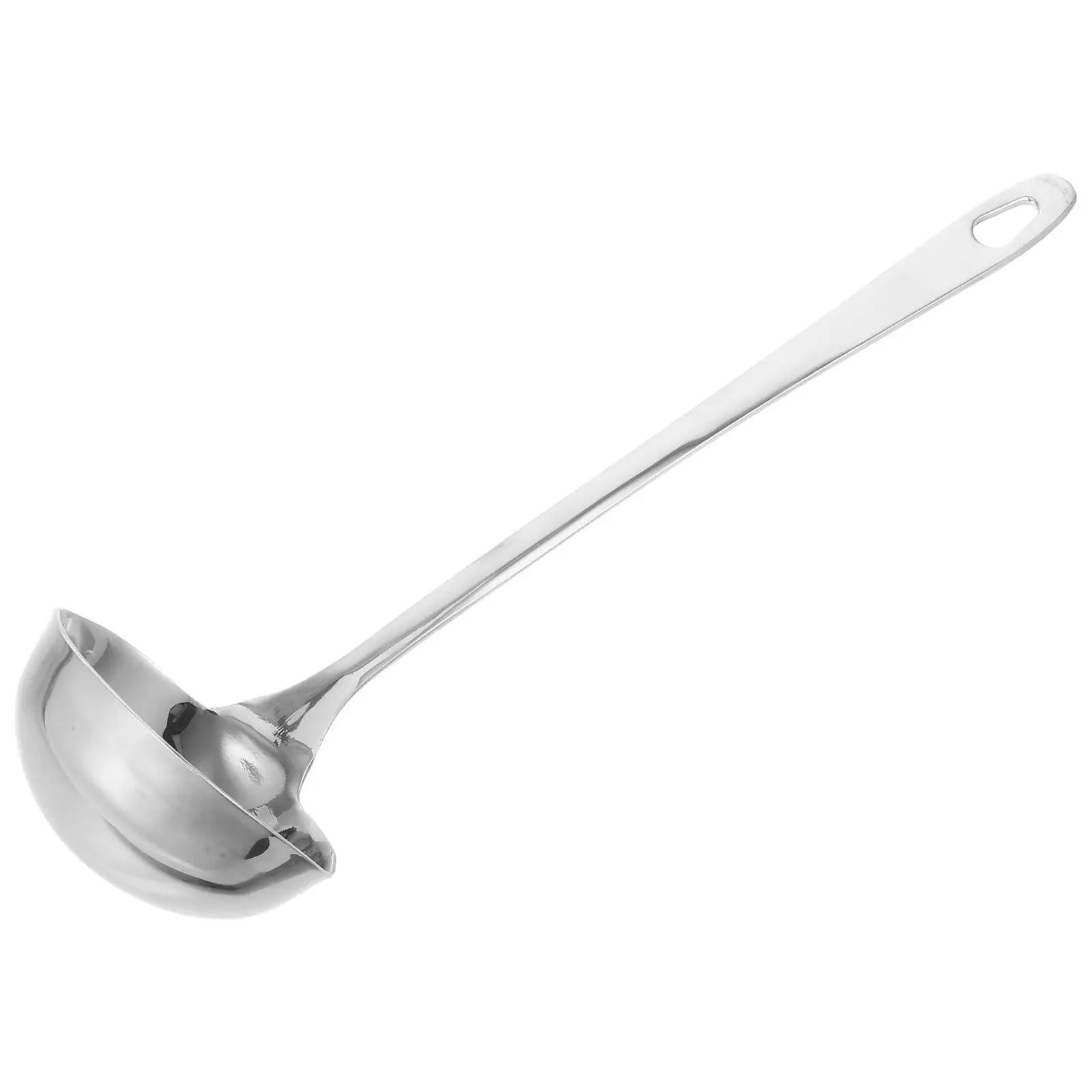 

Double Mouth Ladle Stainless Steel Soup Scoop Pouring Spout 201 Long Handle Kitchen Gadget Home Restaurant Serving Spoon Tool