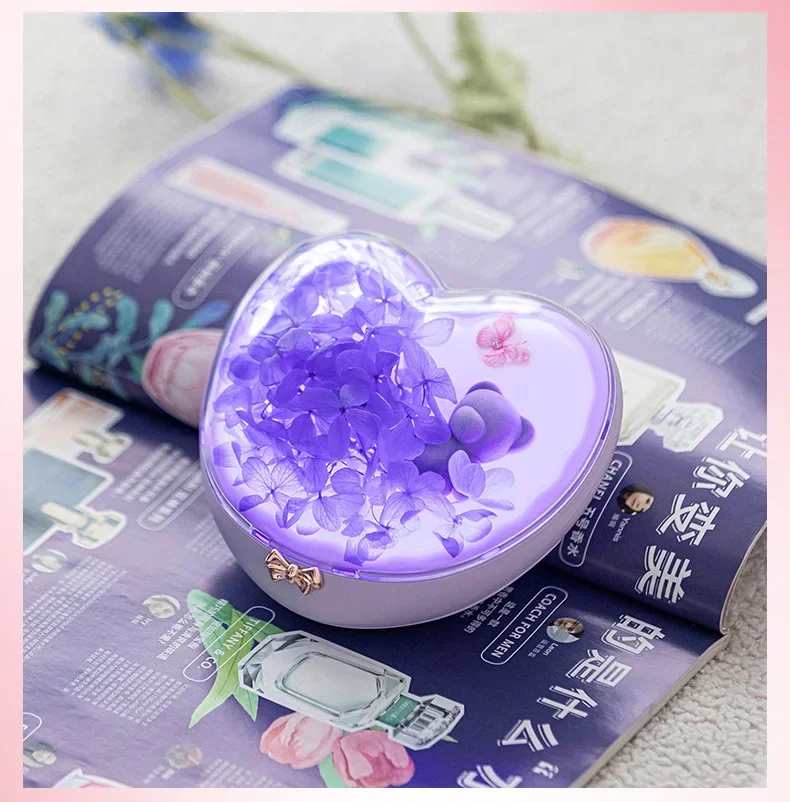Heart-Shaped Bluetooth Speaker with Eternal Flower and Colorful LED Lights Creative Portable Wireless Audio HIFI Music Player