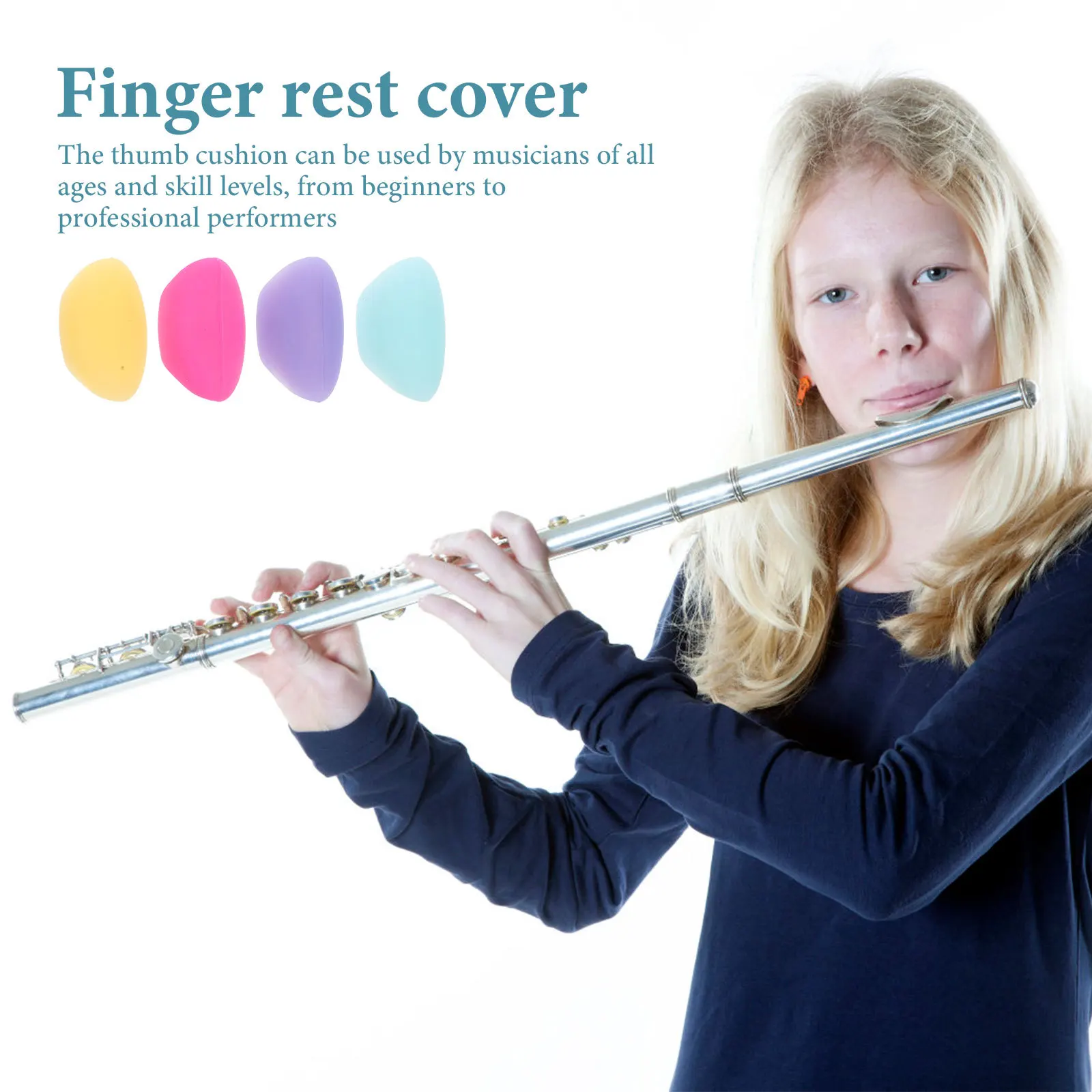 

4Pcs Flute Thumb Rest Cushion Soft Silicone Finger Protectors for Comfortable Flute Accessories Finger Support