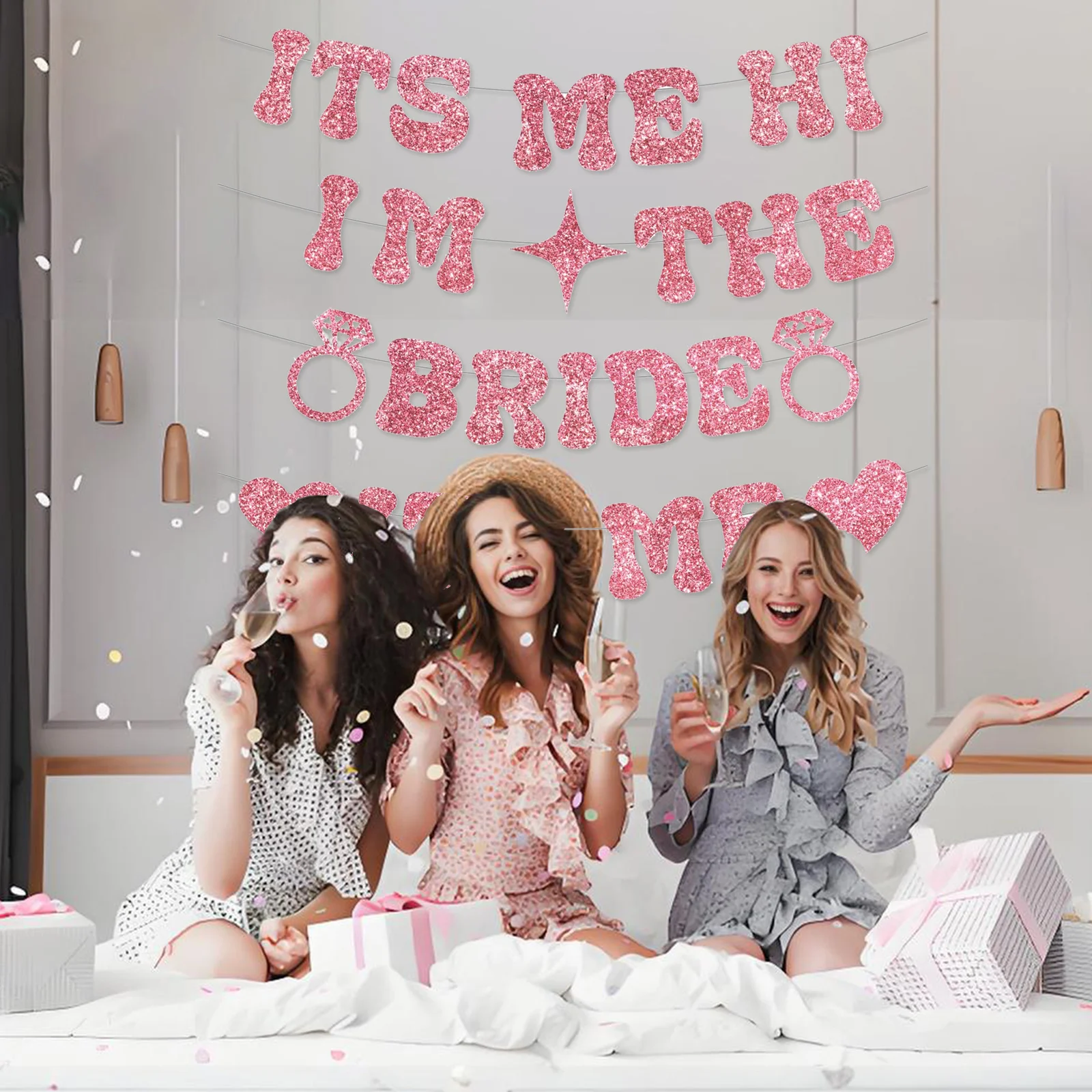 Glitter Bachelorette Party Decorations, Rose Gold Its Me Hi Im the Bride Its Me Bachelorette Party Banner, Bride Banner