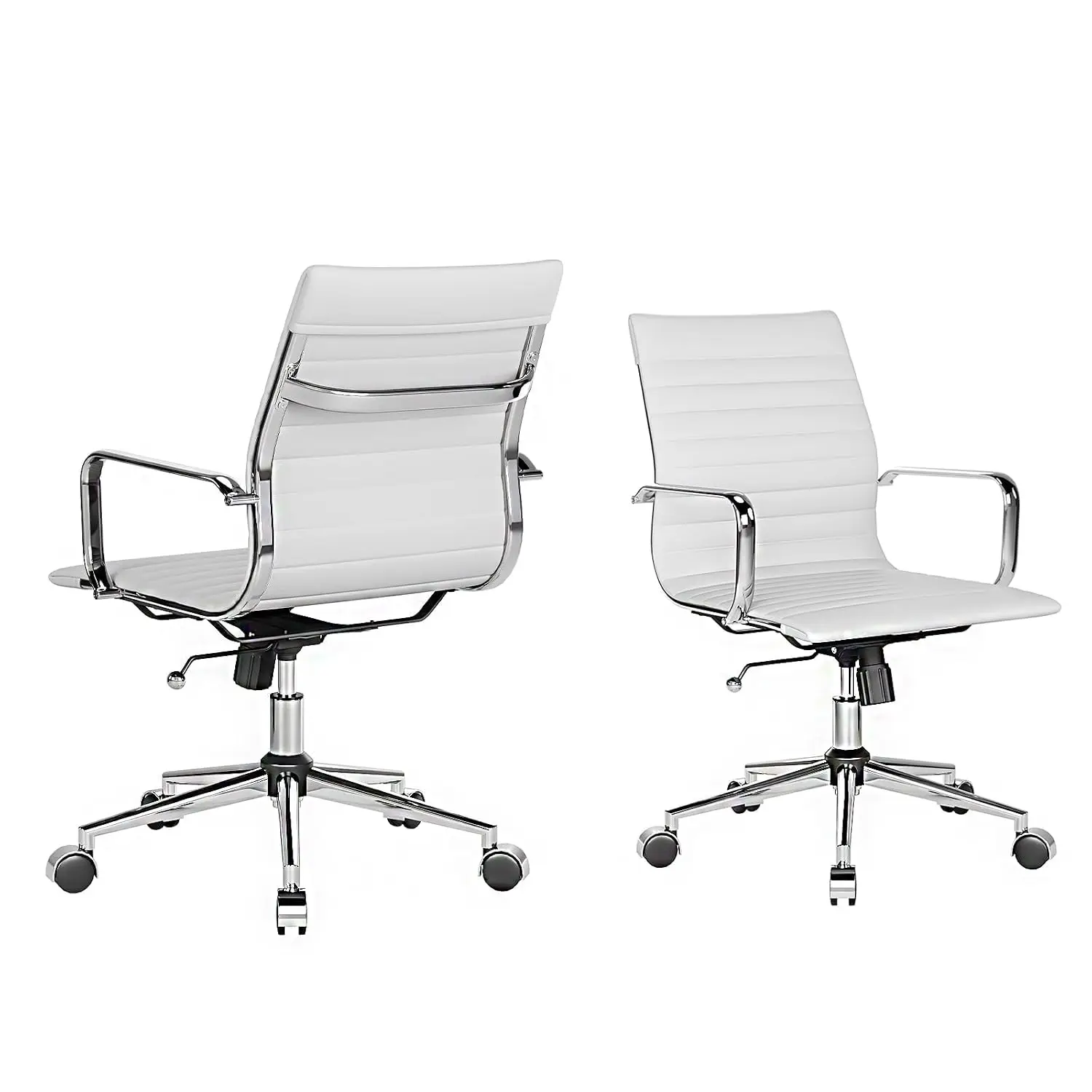 White Ergonomic Office Swivel Chair with Armrests Heavy-Duty for Office Conference 22.83in Seat, Customized
