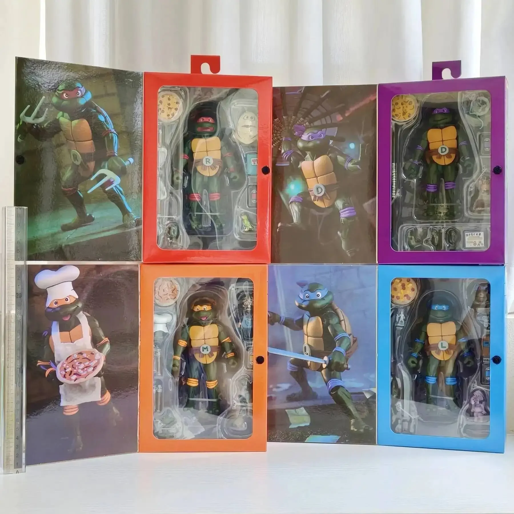 

Новый набор из 4 фигурок NECA Pizza Club Turtles: Леонардо, Линк, Аниме-фигурки, игрушки, украшение для книжной полки