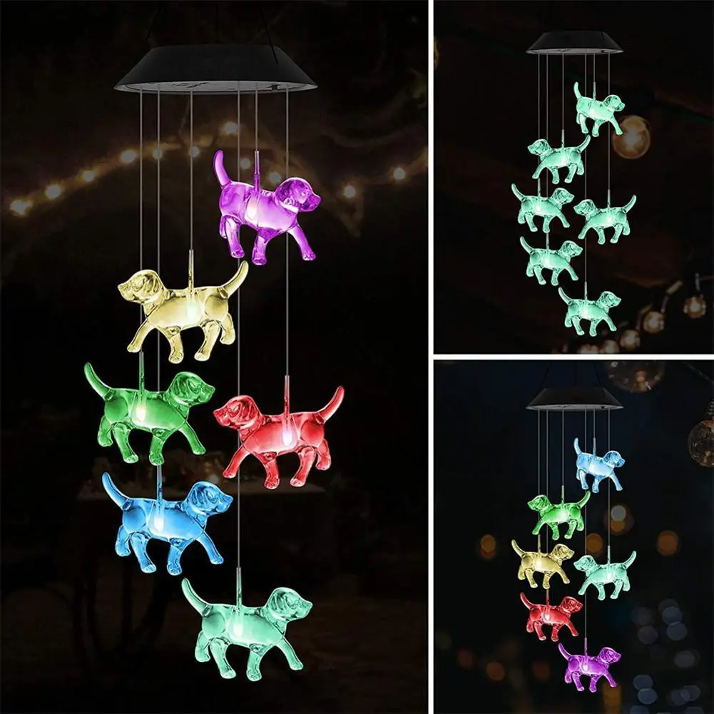 Solar Dog Wind Chime Light LED Solar String Light Wind Lights Home Chime Decoration Supplies Dog Colorful Garden Z3Y5