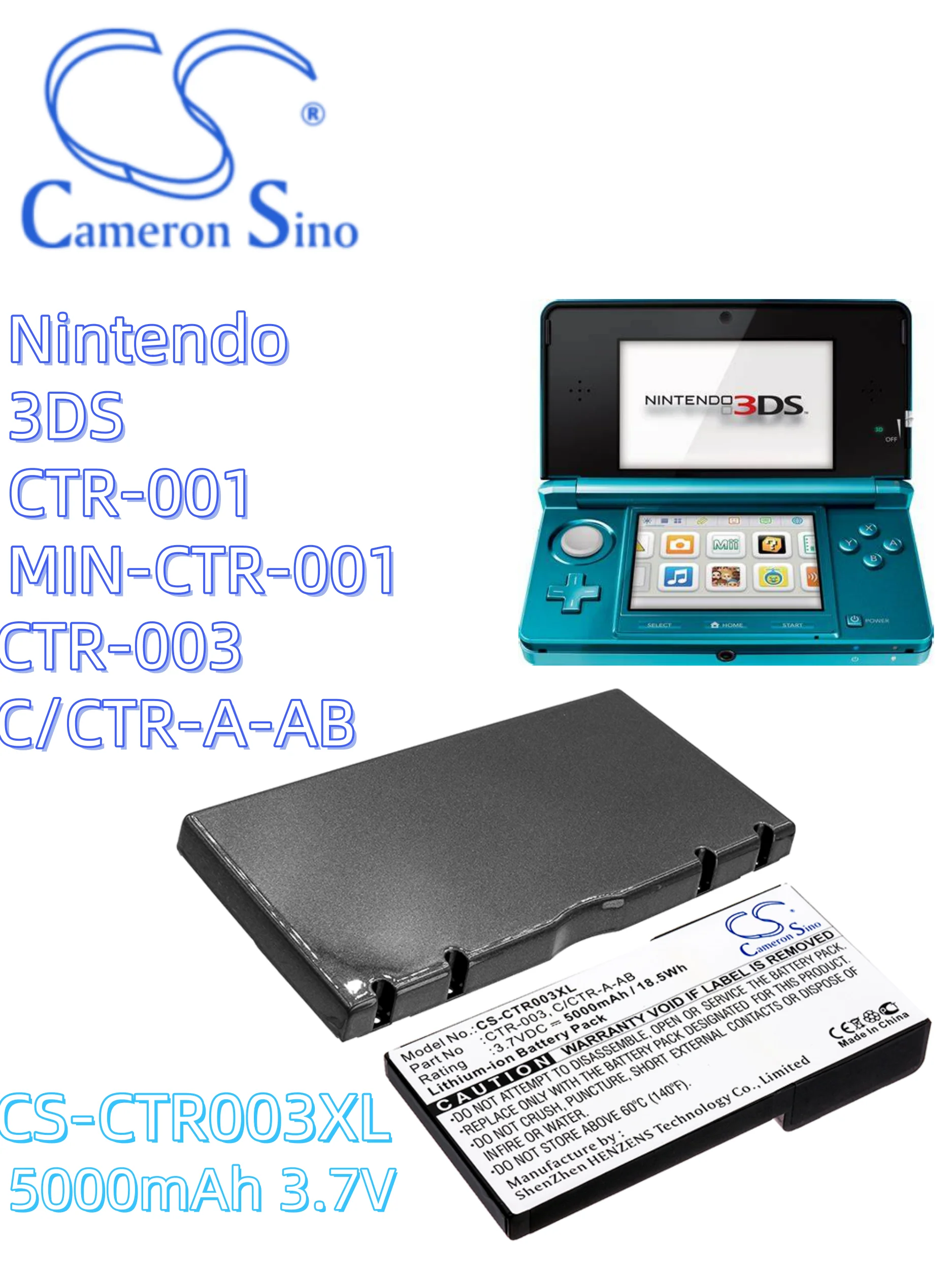 

battery Cameron sino batters Game Console battery 5000mAh CS-CTR003XL Nintendo 3DS CTR-001 MIN-CTR-001 CTR-003 C/CTR-A-AB