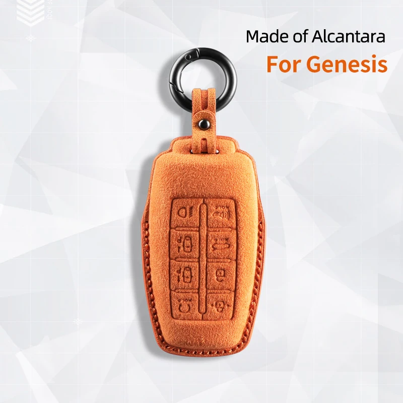 

For Genesis G80 GV70 GV80 2020 2021 2022 Alcantara High-quality Car Key Case Cover Holder Key Shell Buckle Accessories