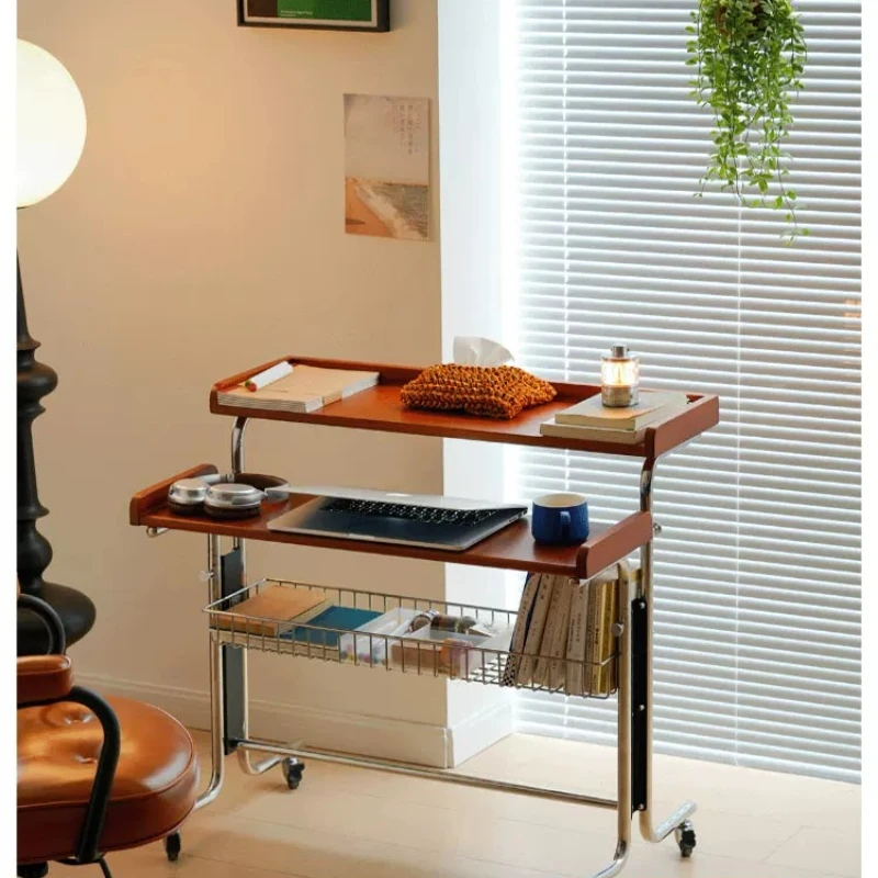 Medieval solid wood lifting household folding bay window mobile table