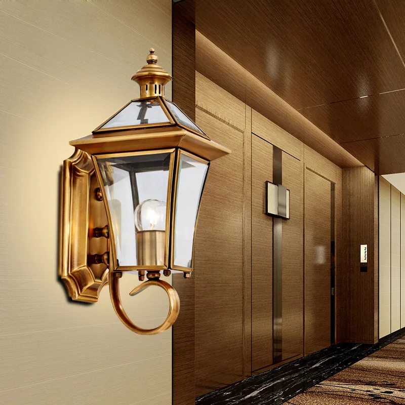 Modern Wall Lamps Light Outdoor Waterproof Sconce Contemporary Brass Copper for Home  Balcony Courtyard  Corridor