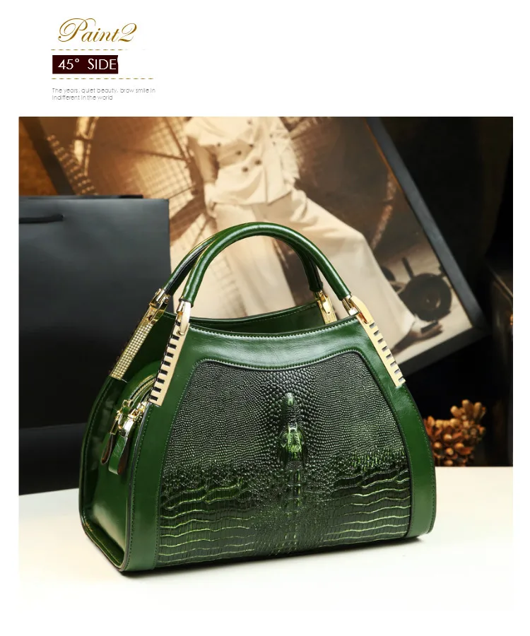 Sac à main en cuir véritable motif crocodile pour femmes d\'âge moyen, sacoche à bandoulière multicouche