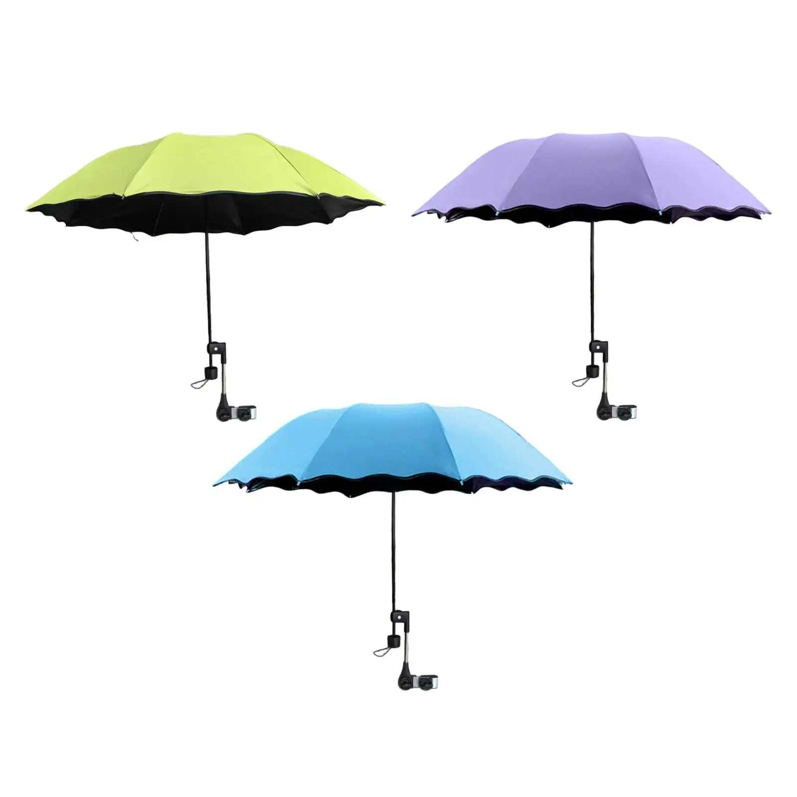 Adjustable Beach Umbrella with Waterproof Polyester Clamp Lightweight Sun Shade for Outdoor Chair Patio