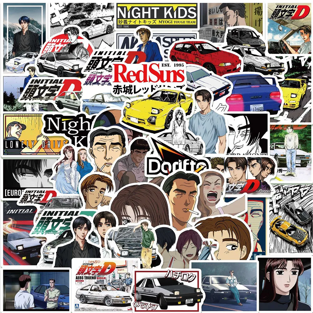 

10/30/50pcs Cool Cartoon Initial D Stickers Anime PVC Graffiti Decal for Kid DIY Motorcycle Luggage Suitcase Classic Toy Sticker