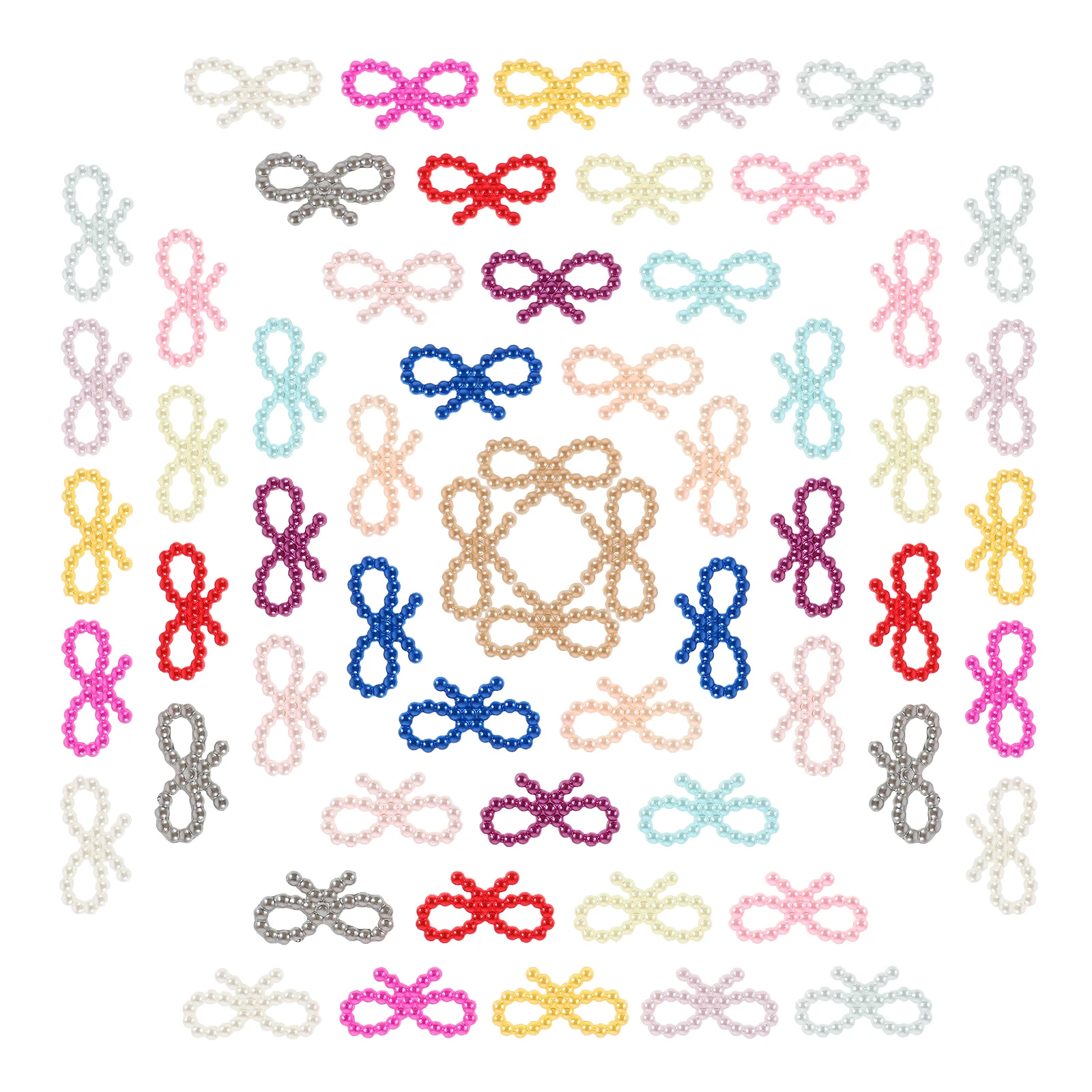 

100 Pcs Hollow Bow Simulated Craft Bowknot Nail Art Tiny Pearl Wrapping Decoration Wedding Design Material DIY Project