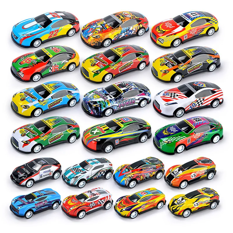 2-8Pcs Set Toy Racing Car Alloy Iron Shell Mini Car Model Toy Inertia Sliding Rail Car Mini Small Gift Toys for Children