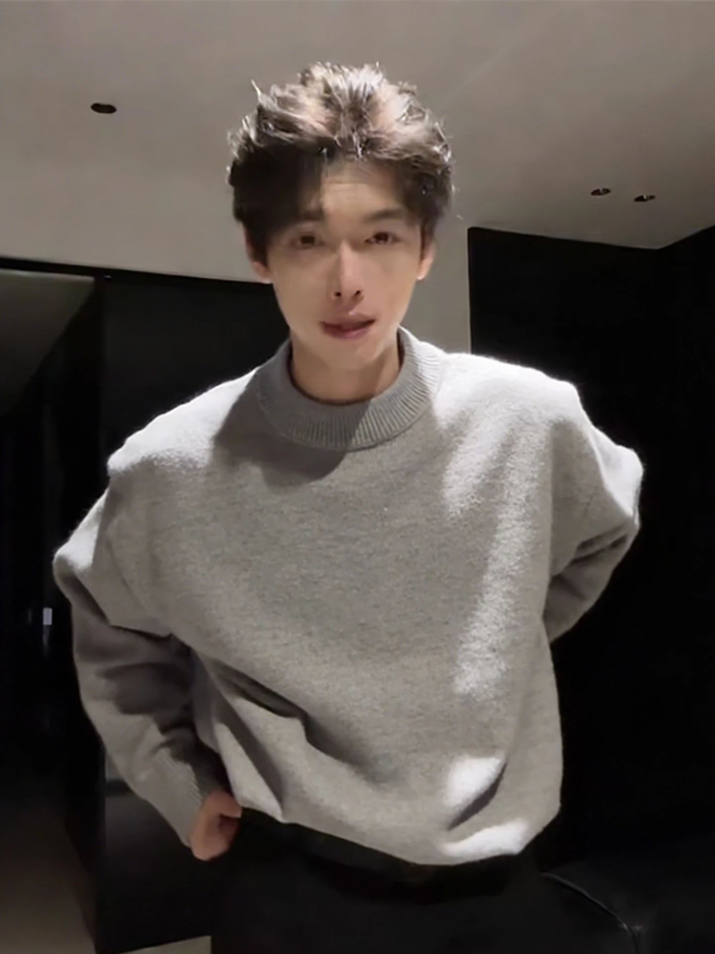 

Men's round Ne Fce Lined Knitwear Thi Warm Inner Wear Base Layer ey Sweater Casual Sle Long Sve Netie