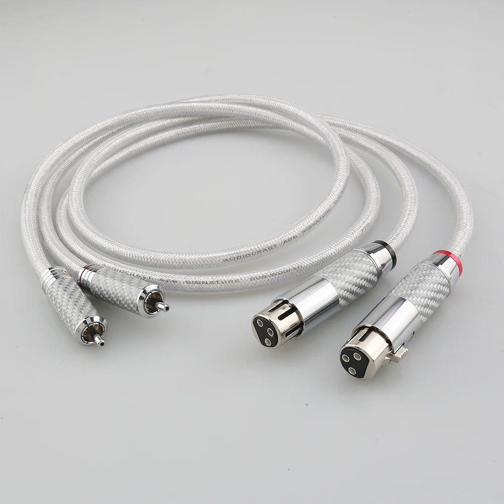 

Audiocrast A26 Silver plated RCA to XLR male Adapter audio hifi cable Carbon fiber RCA male to carbon fiber XLR female