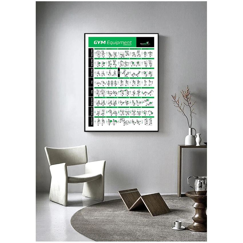 Training Chart Art Wall Poster Print Home Decor Bodybuilding Gym Sport Fitness Dumbbell Poster Kettlebell Workout Exercise