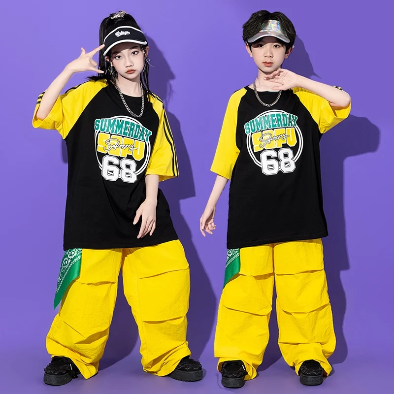 2025 neue Hip Hop Anzug Für Mädchen Jazz Dance Kostüme Lose Top Cargo Hosen Anzug Kpop Tanz Kleidung Street Dance Tragen DQL 10734