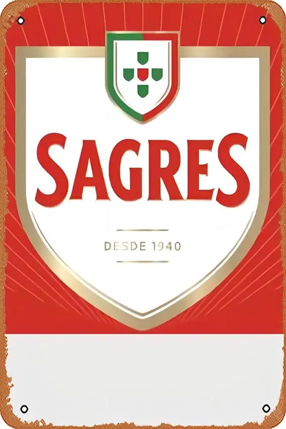 Metal Vintage Tin Sign Sagres Beer Label Portugal Cerveja Funny Plaque Poster for Indoor Outdoor Yard Man Cave Garage Farmhouse