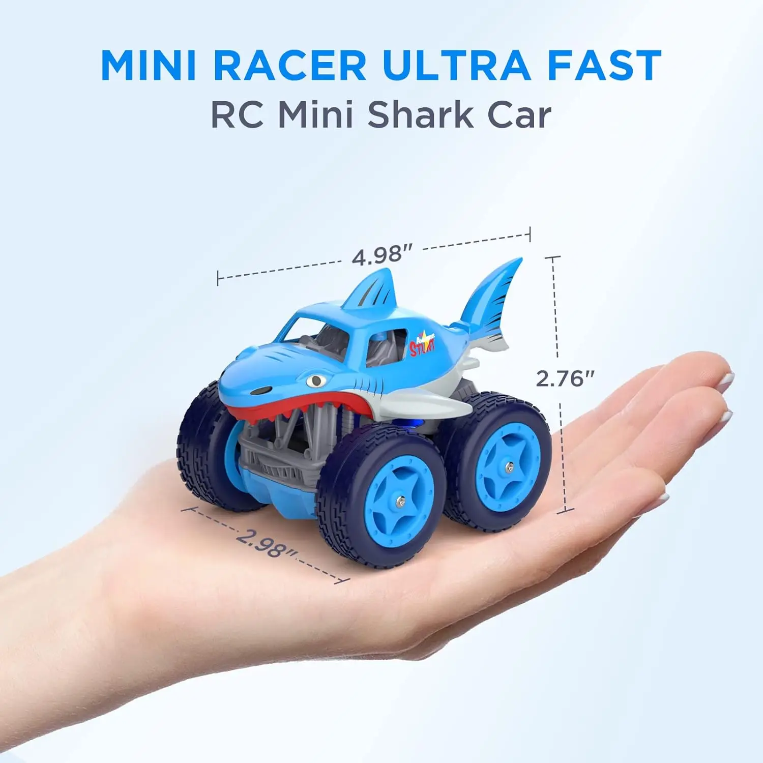 Mini Remote Control Car, Rechargeable RC Shark Cars 4WD 2.4Ghz 360° Rotating Fast Stunt Car for 3-12 Years Old Boys Girl